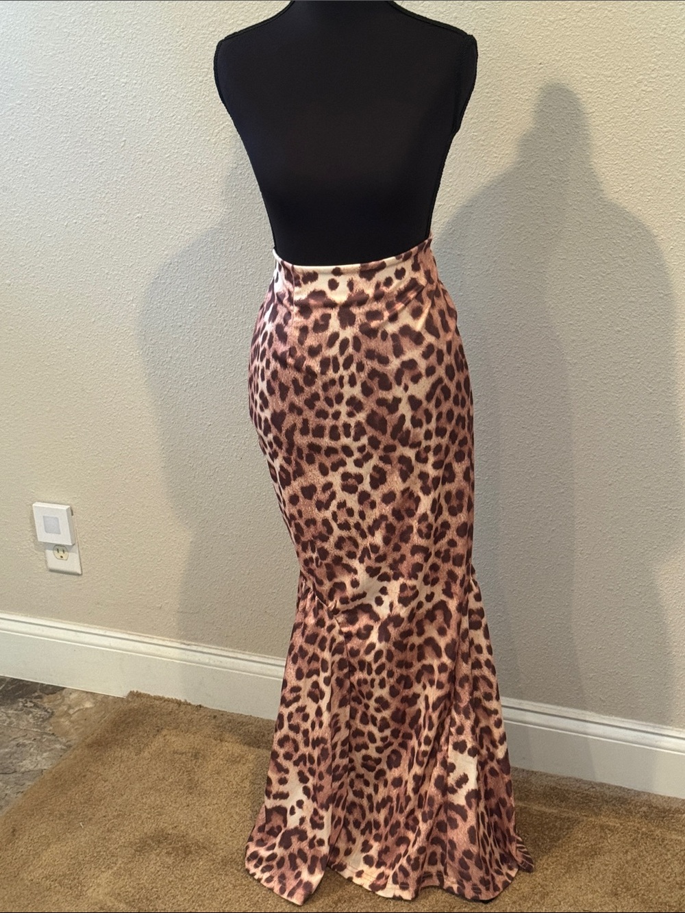 Leopard Print Maxi Skirt in Brown by